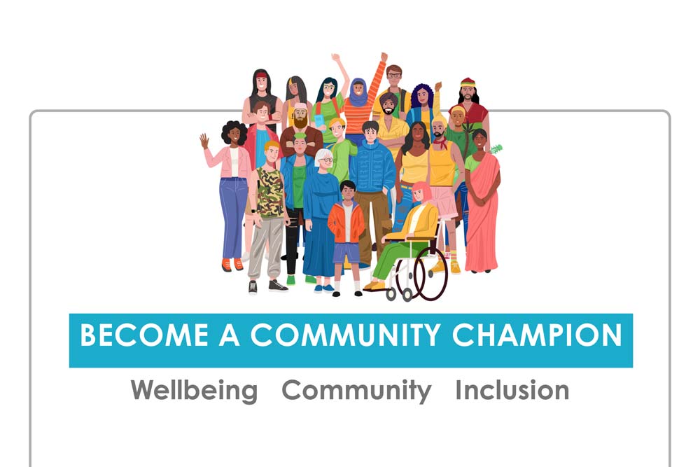 Community Champions Graphic 1000x667 An illustrated vector graphic showing a diverse governance community of champions and volunteers.